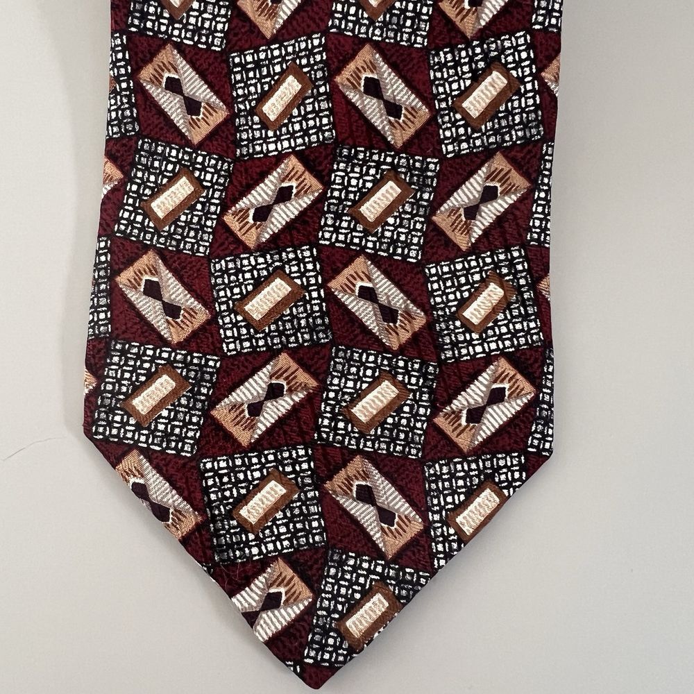 Robert Talbott Studio Men's Tie Black Brown‎ Geometric Silk Printed Necktie 4x58
